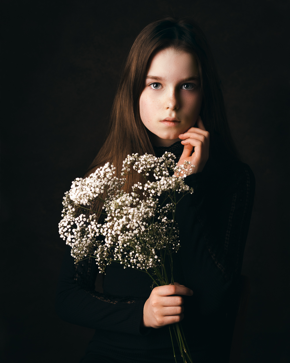 girl with flowers