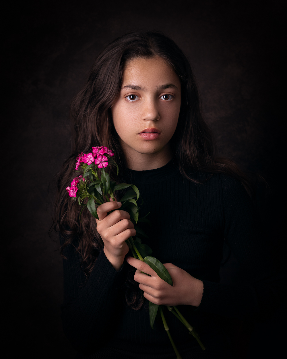 girl with flowers